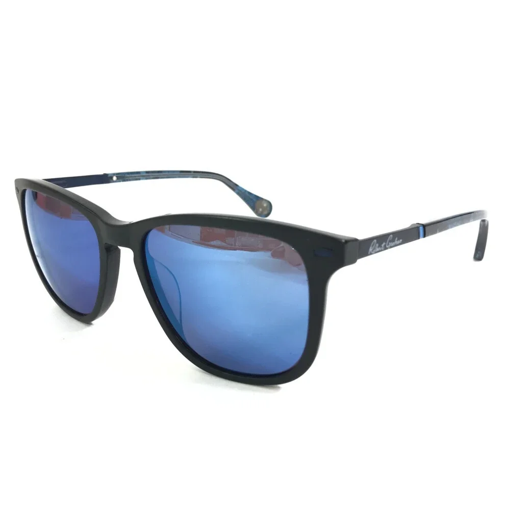 Robert Graham Sunglasses HERMAN BLK Black Blue Frames with Blue Mirrored Lenses